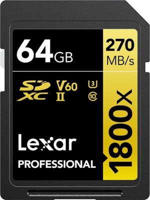 Lexar Pro Karta SD 1800x SDXC U3 (V60) UHS-II 64GB