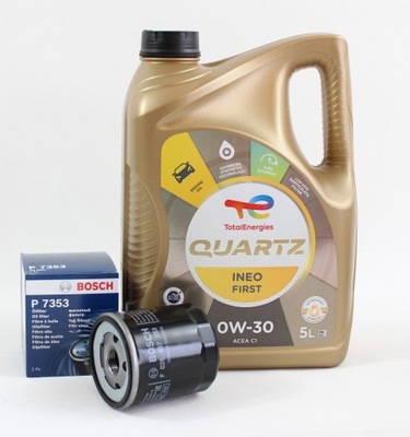 Фильтр + масло total 0w30 5l citroen peugeot фото №1