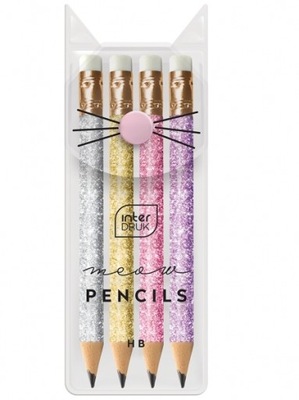 Ołówek z gumką mini Glitter 4 sztuki
