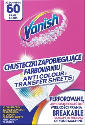 Chusteczki do prania wyłapujące kolor VANISH 30 sztuk