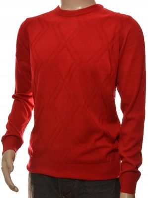 Sweter męski elegancki czerwony z kaszmirem XL