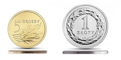 5 gr groszy + 1 zł złoty 2009 - 2 szt. MENNICZE st. 1