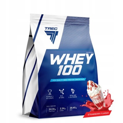 TREC WHEY 100 2275 g BIAŁKO PROTEINY WPC SERWATKA TRUSKAWKA