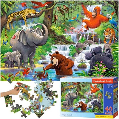 CASTORLAND Puzzle 40 układanka elementów Maxi Jungle Animals - Zwierzęta z
