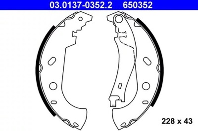 BRAKE SHOES HAM.FIAT PALIO MAREA SW 1.6-1.9T 03.0137-0352.2 ATE 03.0137-0352.2  