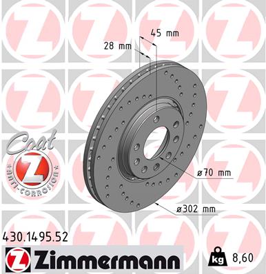 ZIMMERMANN 430.1495.52 DISCO DE FRENADO  