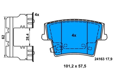 ATE ZAPATAS DE FRENADO PARTE TRASERA CHRYSLER 300C LANCIA THEMA 2.7-6.4 09.04-  