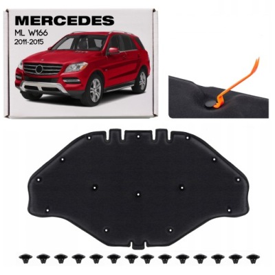 Mercedes ml w166 2011-2015 шумоізоляція капот a1666820126 + кліпси фото №1