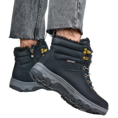 Wysokie buty trekkingowe damskie czarne 38