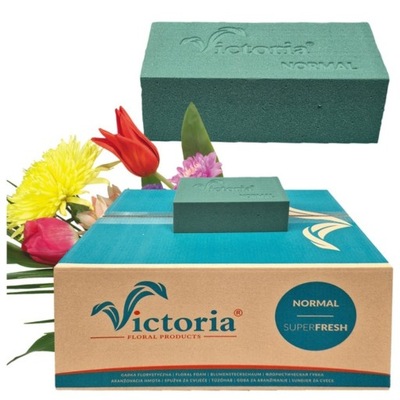 GĄBKA FLORYSTYCZNA VICTORIA MOKRA KWIATY ŻYWE KARTON STROIK OZDOBA 20 SZT