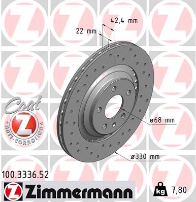 ZIMMERMANN 100.3336.52 DISCO DE FRENADO  