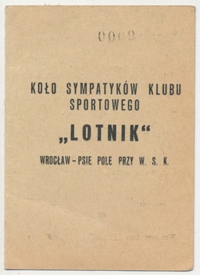 Legitymacja Klub Sportowy Lotnik 1962 r. (317)