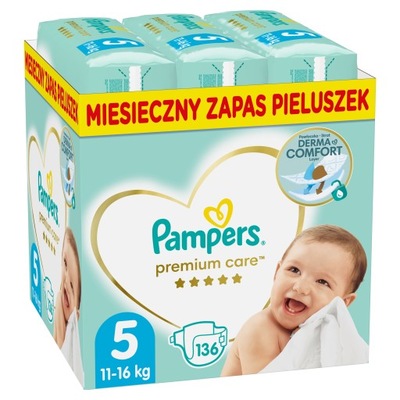 Pieluszki Pampers Premium Care rozmiar 5 11-16 kg 136 szt.
