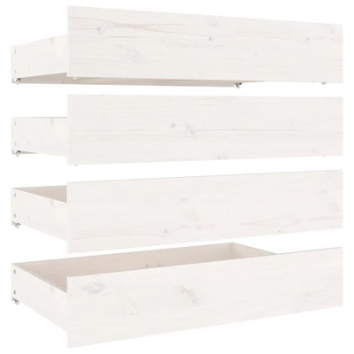 Szuflady pod łóżko, 4 szt., białe, lite drewno