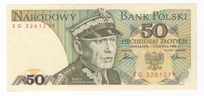 Banknot 50 zł 1986, seria EG, st. 2