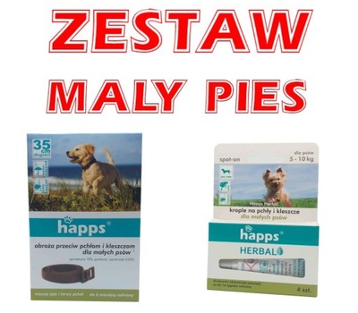 HAPPS Obroża i krople dla małych psów ZESTAW 24H