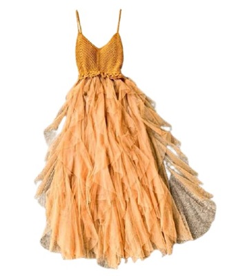 MD miodowa sukienka camel tiul szydełko XL