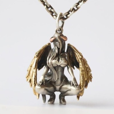 AL18400-srebrny wisiorek ze skrzydłami anioła diab