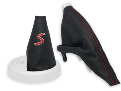 Mini cooper s r50 автоматична коробка передач комплект чохли важеля czarna шкіра вишивка червоний фото №1