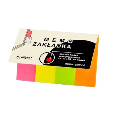 Bloczek kartek samoprzylepnych indeksujących 4 kolory po 40 kartek 20×50 mm
