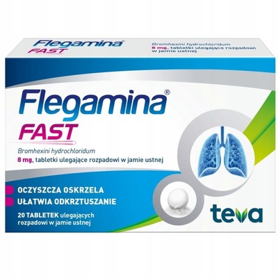 FLEGAMINA Fast 8 mg ułatwia odkrztuszanie 20 sztuk