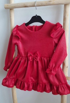 Czerwona welurowa sukienka 86