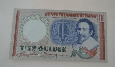 Holandia - banknot - 10 Gulden 1953 rok