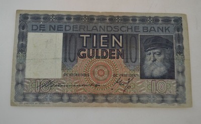 Holandia - banknot - 10 Gulden 1939 rok