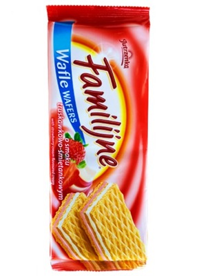 Wafle Familijne TRUSKAWKOWO-ŚMIETAN Jutrzenka 180g