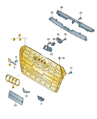 REJILLA DE RADIADOR REJILLA DEL RADIADOR PARAGOLPES PARTE DELANTERA AUDI A5 B9  