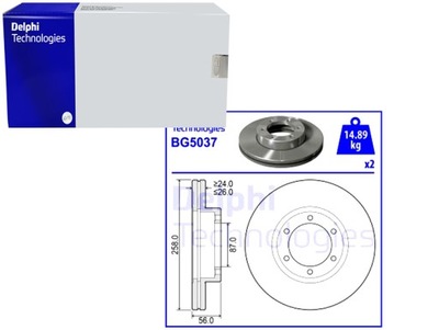 ДИСКИ ТОРМОЗНЫЕ ТОРМОЗНЫЕ 2 ШТУКИ. DELPHI BG5037 KIA BESTA PREGIO 08.95- DELPHI