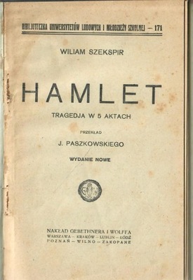 Szekspir- HAMLET Kraków 1925