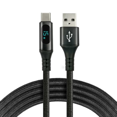 MARKOWY KABEL USB-A- USB-C 2M EVERACTIVE OPLOT 60W QC PD Z WYŚWIETLACZEM