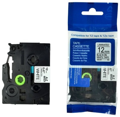 TAŚMA PASUJE DO BROTHER 12MM 8M BIAŁA TZ AZ 231