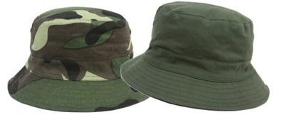 Kapelusz męski moro zielony khaki BUCKET dwustronny do lasu myśliwego 57cm