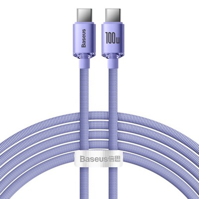 Kabel Baseus CAJY000705 USB-C - USB-C PD QC 100W 5A 480Mb/s 2m - fioletowy