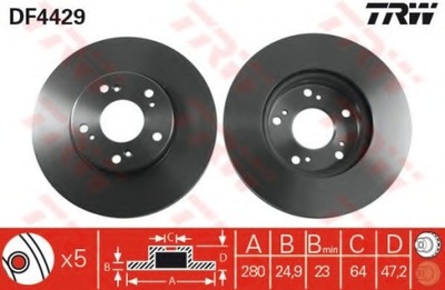 DISCO DE FRENADO PARTE DELANTERA HONDA ACCORD 2003-  