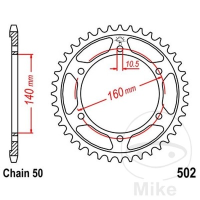 ENGRANAJE PARTE TRASERA DE ACERO JT R502-44, 44Z, TAMAÑO 530  