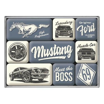 Nostalgic Art Magnesy 9szt Ford Mustang Boss