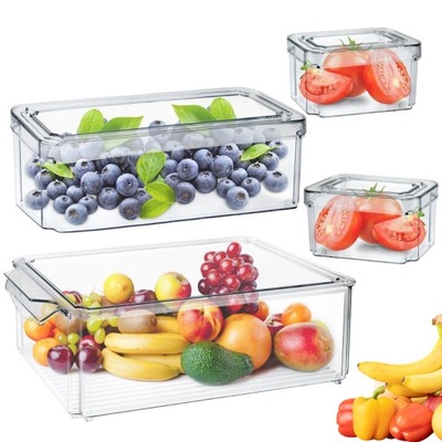 ZESTAW POJEMNIKÓW DO PRZECHOWYWANIA ŻYWNOŚCI 4 SZT PUDEŁKA JEDZENIE