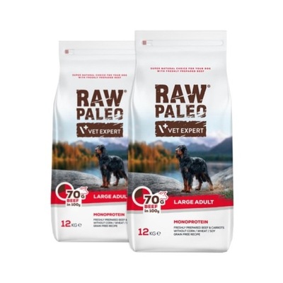 VetExpert Raw Paleo Adult Large Beef 2x12kg