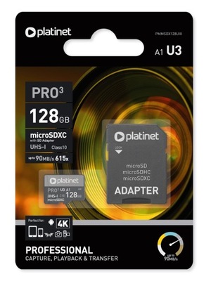 Karta pamięci microSDXC Platinet 128GB A1 U3 UHS-I