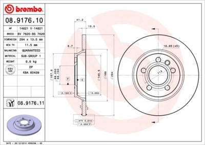 DISCOS DE FRENADO PARTE TRASERA BREMBO 08.9176.11 08917611  