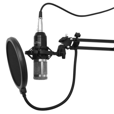 MIKROFON i STATYW MIKROFONU Z POP FILTREM MOCOWANY DO BLATU BIURKA