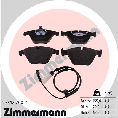 ZIMMERMANN 23312.200.2 КОЛОДКИ ТОРМОЗНЫЕ