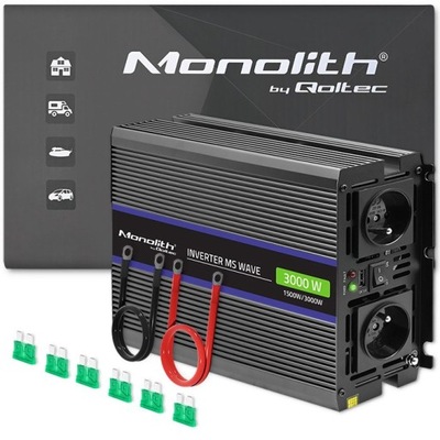 Qoltec Przetwornica napięcia Monolith 3000 MS Wave | 12V na 230V | 1500/300