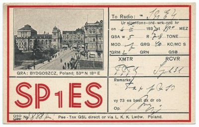 Karta QSL, Bydgoszcz, 1937