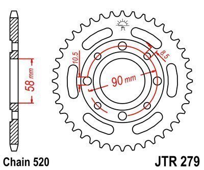 ЗУБЧАТКА ЗАДНЯЯ JT 40-ZĘBÓW HONDA VT 125 1999-2000