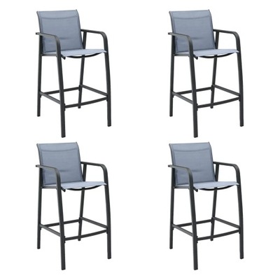 Ogrodowe krzesła barowe, 4 szt., szare, tworzywo textilene