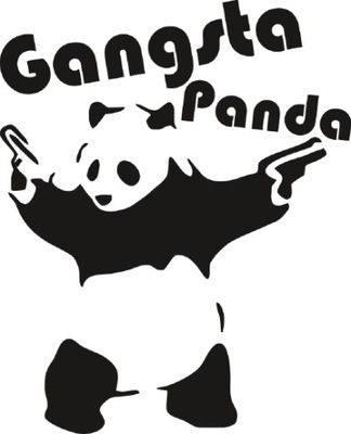 НАКЛЕЙКА NA АВТОМОБИЛЬ ШЛЕМ СТЕКЛА GANGSTA PANDA Z PISTOLETAMI 18 X 14,6 CM 